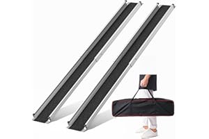 FACHNUO TOOL FACHNUO Rampe Télescopique pour Fauteuils Roulants 184 cm Rampe en Aluminium (Charge 272 kg) avec Sacs en Textile - pour escaliers, marches, Portes, Lot de 2