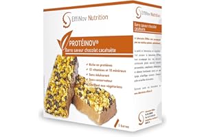 EFFINOV NUTRITION PROTEINOV - Barre Protéine (24%) - Maintien de la Masse Musculaire – Energétique & Antifatigue – Saveur Chocolat et Cacahuète – Sport Performance - Laboratoire français - 5 x 56g.