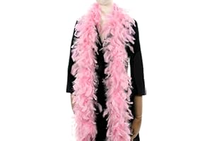 Larryhot 60g Pink Feather Boa - 2 Yards Turkey Boa Feathers for Party Bulk,Christmas,Wedding Centerpieces,Costume,Concert,Pet and Home Decoration (Pink)