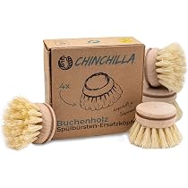 Brosse Vaisselle Écolo En Bois Avec 4 Têtes Remplacement | Fibres Sisal Douces | Joeji's Bros