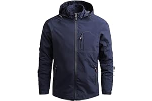 MGSFGlk Giacca Antipioggia Uomo Antivento Impermeabili Leggera Giacca da Pioggia con Cappuccio Casual Sportivo Leggero Trench Chiusura con Zip Outdoor Corsa per Sport