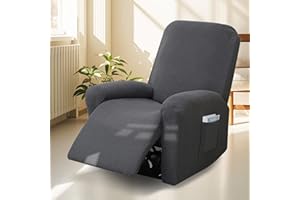 BOUFEIDA 4-Teilig All-Inclusive Sesselbezug, 1 Sitzer Relaxsessel Sesselbezug Stretchhusse mit Taschen, Sesselschoner für Fernsehsessel und Relaxsessel, Anti-Rutsch High Stretch Mit Elastischem Boden