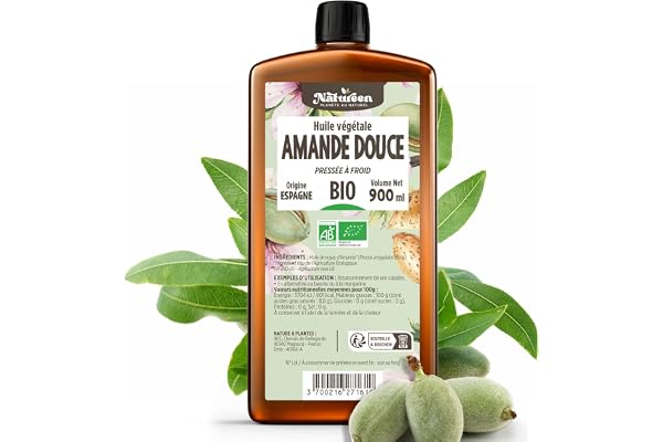 Huile d'AMANDE Douce 900 ml - Cosmos Natural - Natureen | Planète au Naturel - Pressée à froid - Cheveux, peau, visage
