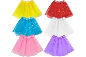 LOVESMILE 6 Piezas Falda Tutú Con Lentejuelas y 3 Capas de Tul, 6 Colores, Mini Tutú Para Niñas 2-8 Años, Fiestas, Carnavales, Cumpleaños, Halloween, Navidad, Disfraces