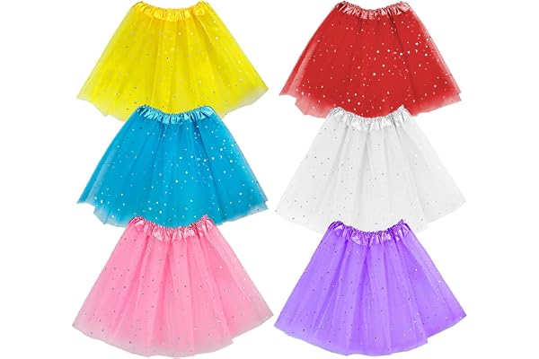 Lovesmile 6 stycken tyllkjol barn, 6 färger tutu flickor, tyllkjol flicka, tutu barn lämplig för 2–8 år flickor skolföreställningar danskurser födelsedagsfirande karneval jul halloween, Lila
