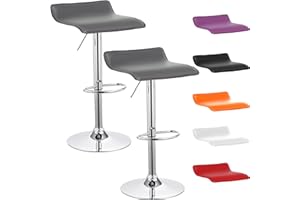 Beltom® 2 SGABELLI da Bar E Cucina con PENISOLA Regolabili in Altezza Sedia Girevole per PIZZERIE Pub RISTORANTI Hotel Soggiorno Ufficio - Modello Wave - X2-Grigio