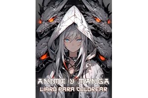 Libro para colorear anime y manga: Sumérgete en el cautivador mundo de los retratos japoneses, donde los dragones, pájaros, leones, flores y más ... para colorear que muestran chicas kawaii