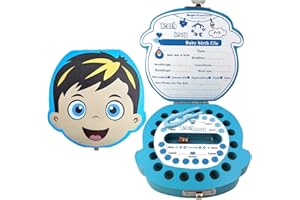PAMBO Baby Tooth Fairy Box, First Keepsake Case for Kids - Wooden Tooth Holder & Storage Gift Box for Boys