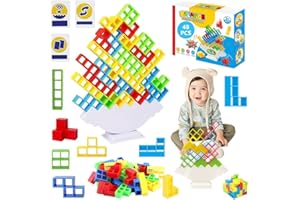 Fiotha 48 Pezzi Tetra Tower Balance Game,Tetra tower,Tetris Tower,Tetra Tower Gioco,Tetris Giocattolo Impilabile,Tetris Tower Gioco per Adulti e Bambini,Tetra Torre Tetris Gioco Stack Attack