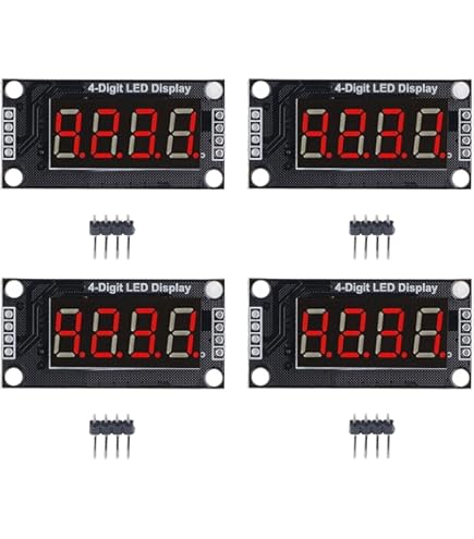 4 Sets Digital Tube Display, Digital LED Display Module Tube Module 5V LED Electrical Displays 4 Digit 7 Segment 0.36in TM1637 Drive Chip - View #5