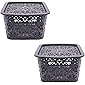 Cutting EDGE Turkish Basket, with Lid, Set of 2, Small (23.5 x 17 x 10.1 Cm, 2 L) Black for Kitchen Vegetables Toys Books Office Stationery Utility Cosmetics Accessories Closet Wardrobe