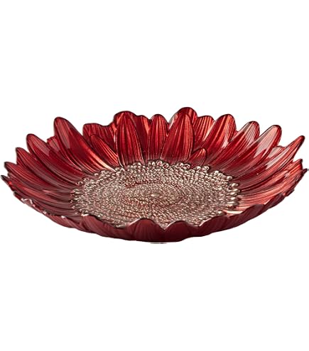 Excelsa Salatschüssel Aus Rotem Glas – Arabesque Design, 23 Cm Durchmesser