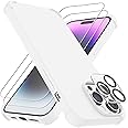 4youquality (4-in-1 Case for iPhone 14 Pro Max Case with [2-Pack Tempered Glass Screen Protectors + 1-Pack Camera Lens Protector], Airbag Protection, Bumper Phone Case (Opaque-White)