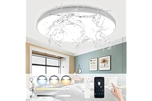 CHENBEN Lampara Techo LED, 24W Plafon LED Techo Regulable IP44 3000K-6000K Plafones para Techo LED con Mando a Distancia y App 1600LM 32cm lamparas techo Dormitorio,Salon,Cocina,Pasillo,Blanco