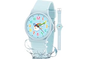 GUUMUXIN Reloj Analógico para Niños y Niñas, Relojes Cronógrafo de Aprendizaje Sumergible 30 Metros con Correa de TPU Suave, Reloj Deportivo al Aire Libre para Niño de 4 a 12 Años