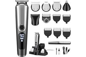 YIRISO Barttrimmer, Haarschneidemaschine, Nasenhaartrimmer, Body Trimmer/Rasierer Herren, All-In-One für Gesicht, Haare, Körper, Intimbereich, Lade-/Aufbewahrungsstation, Wasserdicht, Geschenk Mann