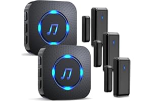 Door Alarm Sensor ChunHee Wireless Door Sensor Chime When Door Opens,Door Entry Alarm Chime for Business/Home/Kids,150M Range,5 Adjustable Volume Door Ringer Alert 3 Sensors + 2 Receiver