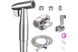 ABSOK Bidet Edelstahl Handbrause, handgehaltenes Bidet muslimische Edelstahldusche und Baby-Stoffwindelsprüh-Kit - mit Wasserhahnspender, Schlauch- und Hakentoilette oder Wandhalterung