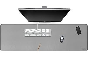 Cacoy Sottomano da Scrivania in Pelle PU, Grande 140x40cm Tappetino da Scrivania Impermeabile per Ufficio e Casa, Grigio