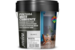 JOVIRA PINTURAS Pintura Mate Cubriente | 24 colores | Pintura interior-exterior con excelente poder cubriente. (4 Litros, Blanco) A-32B