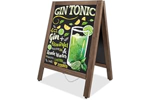 VAIIGO A Board Pavement Sign A Frame Chalkboard Sign Board Magnetic 43x65cm Double Sided Pavement Board Sandwich Board Signs Outdoor Blackboard for Restaurant, Business, Wedding(Small), Brown