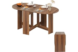 GIANTEX Table Pliante de Cuisine Salle à Manger, Table à Manger en Bois pour 4 à 7 Personnes, pour Salon, Jardin, Balcon, Bureau, Marron