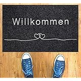 Majo Lifestyle Fussmatte - Premium robuste Anti-rutsch Fußmatte für außen/innen - 40x60 cm - weiche Schuhmatte - Grau - Polye