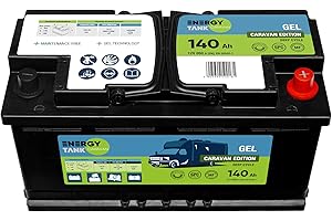 ENERGYTANK Batteria Gel 12 V 140 Ah - Batteria da Campeggio Mobile e Stazionaria - Batteria Gel per Camper - Batteria per Auto per Roulotte - Batteria Protetta da Vibrazioni e Urti