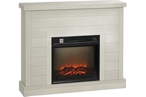 HOMCOM Camino Elettrico con Effetto Fiamma 3D, 97cm 1800W Caminetto Elettrico con Spegnimento Automatico, Risacaldamento Regolabile, Termostato, Timer e Telecomando per Soggiorno, 30㎡, Grigio Chiaro