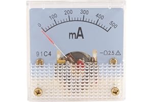 sourcing map Analogico Corrente Pannello Metro CC 0-500mA 91C4 Amperometro 45x36x45mm per Circuito Test In carica Batteria Ampere Tester Indicatore Confezione 1