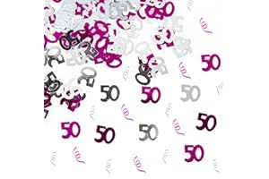 SHATCHI 14g Pink & Silver 50th Birthday Confetti Foil Metallic Glitz Table Scatter Sprinkles Age Bday Party Decorations,12mm