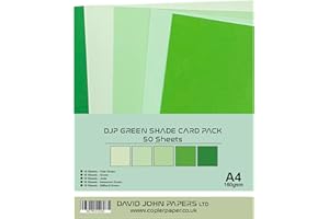 DJP 160GM Green Shade Card Pack - 5 Colours, 50 Sheets - 10 Each Colour