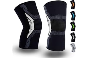 Ioggtser Knieorthese für Frauen und Männer, 2 Packungen Kniekompressionsmanschetten für Knieschmerzen, Arthritis, Linderung von Gelenkschmerzen, Knieschützer zum Laufen(M, Black-White)