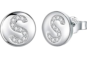 J.Endéar Earrings Initial Letter A-Z for Women Girls 925 Sterling Silver Hypoallergenic Tiny Studs, Jewelry Birthday Children's Day Gifts for Kids Daughter