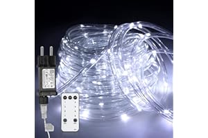 Jopassy 30M LED Tube Lumière lumineux, Ruban LED lumineux Étanche IP65,LED Tube Lumière lumineux 220 V éclairage avec Télécommande, Pour Fête de Noël, Les Jardins, Extérieur - Blanc Froid