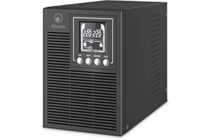 Atlantis A03-OP1002 Onduleur (UPS) Online Double Conversion et Pure sinusoïde avec Une Puissance de 1000VA 900W, Tour, écran LCD, USB, RS-232 série, 4 Sorties IEC, Port EPO, Slot SNMP, 2x12V-9Ah