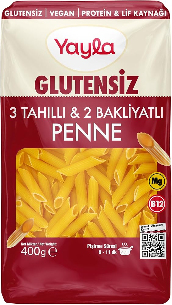 Yayla Glutensiz 3 Tahıl ve 2 Bakliyat Penne Dik 400 Gr