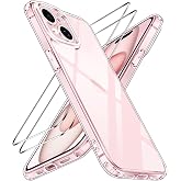 ivoler Military Anti-Shock Case for iPhone 15 - Transparent Case with 2 Screen Protectors, Enhanced Camera Protection, Reinfo