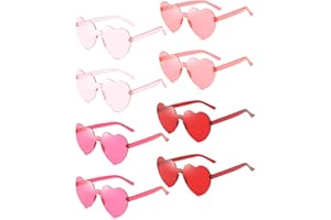 Unning Herz Sonnenbrille Set Damen,Neon Bunte Herzform Sonnenbrillen,Transparente Lustige brillen party für Damen Frauen