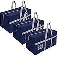 SNDIA 3 Pack Extra Large 128 L Nylon Moisture Proof Multipurpose Heavy Duty Toys Storage Bag/Stationery/Blankets/Clothes/Moving bags With Strong Reinforced Handles Rectangular (Blue,80x40x40 cm)