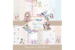 PAPERSFORYOU Papers For You - Kit de Papeles para Scrapbooking y Manualidades | Colección "Puppy Love" | Incluye 12 Papeles a Doble Cara con Diseños Diferentes | Tamaño 30,48 x 30,48 cm (12" x 12")