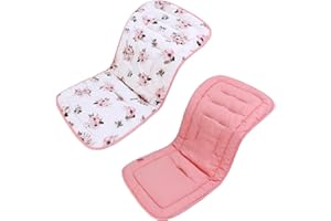 LAT LEE AND TOWN LAT Pram Liner Universal, Baby Pushchair Seat Liners, Cotton Reversible Baby Stroller Liner, Stroller Seat Cushion Pad for Toddler Infant 78x34cm (Flower)