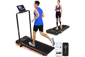 WENOKER Treadmills Foldable with 10% Incline 1-12KM/H Under Desk Walking Pad with LED Display Remote Control APP Portable Running Machine for Home/Office Jogging