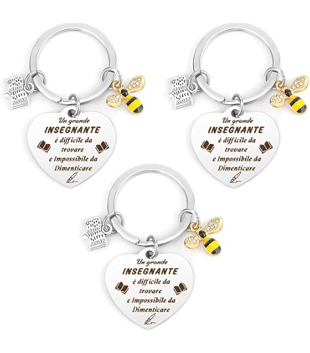 Confezione Da 6 Portachiavi Di Ringraziamento Per Insegnanti A Forma Di Ape, Con Biglietti Di Auguri – Regalo Di Apprezzamento Per Maestre E Maestri