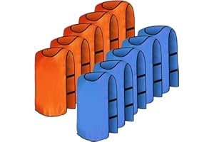 XIANGJUNLY Pettorine da Allenamento per Bambini e Adulti - 10 Pezzi, Maglia Sportiva Traspirante a Mesh per Calcio, Pallavolo, Basket - Casacche da Allenamento a Squadre con 5 Colorie (Arancione/Blu) - Taglia S