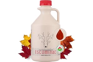 Sirop d'érable du Canada Certifié Biologique, Escuminac Grande Récolte, Cruchon 1 litre, Foncé Goût Riche 100% Pur – Traçable, et embouteillé à la ferme – Parfait pour Crêpes & Recettes
