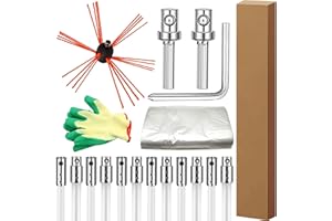 DIRAEEN 39 Feet Chimney Sweep Kit, Chimney Cleaner, Rotary Drill Drive Chimney Brush Kit for Cleaning Fireplace, Chimney Cleaning Tools with 12 Nylon Flexible Rods and A Brush Head