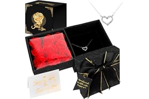 Joyhoop Rosa Eterna Sant Jordi Caja San Valentin, Rosa Caja de Joyería con Collar, Regalos San Valentin Regalos Mujer, Regalos Originales para Mujer Cumpleaños Aniversario, Ideas Regalo San Valentin.