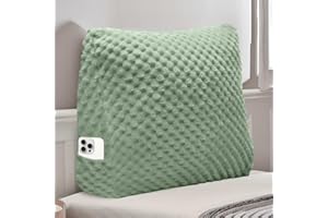 WUIOYNF Weiches Keilkissen Bett Großes Rückenkissen, bequem und stützend, Lesekissen Wandkissen Lendenkissen für Couch und Betten, Stützkissen, Nackenkissen mit abnehmbarem Bezug(Grün-45x20x45cm)