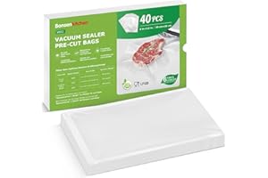 Bonsenkitchen Vacuum Sealer Bags, 40 Pcs 20 x 30 CM Precut Food Sealer Bags, Commercial Grade, BPA Free, Heavy Duty, Customized Size Vacuum Bags for Vac Storage, Meal Prep or Sous Vide Cooking, VB32